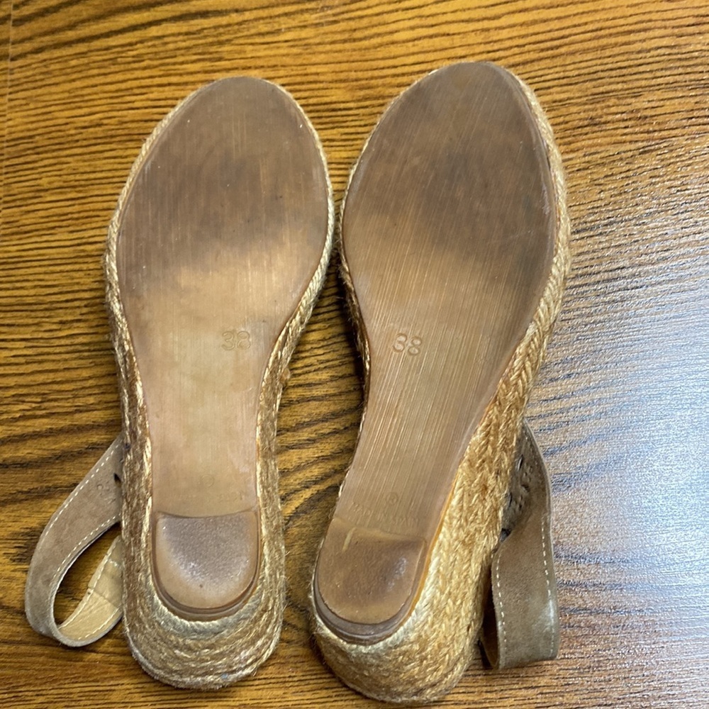 🌹 Browns 🌹 Soft Leather Wedge Espadrille Sandals - Picture 8 of 8